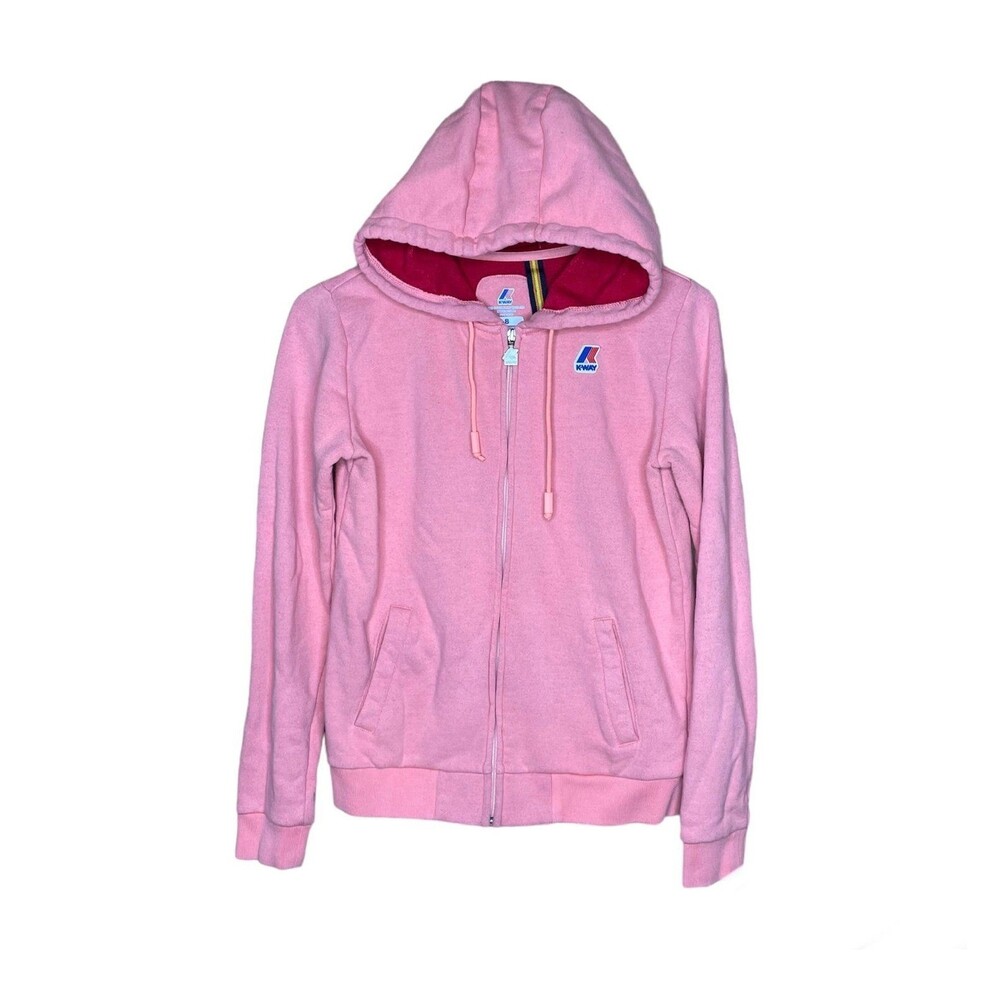 K-Way Hoodie Zip Up Long Sleeve Pockets Womens Coral Size 8
